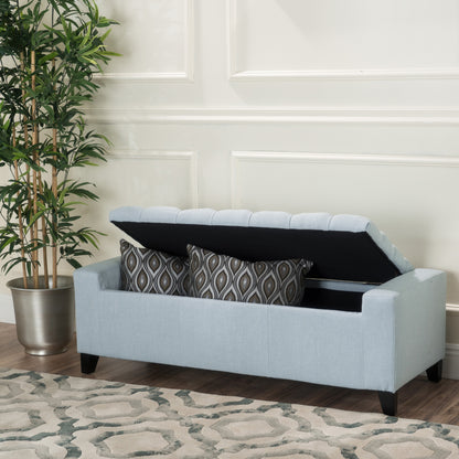 1st Choice Contemporary Fabric Extra Seating Storage Ottoman in Blue