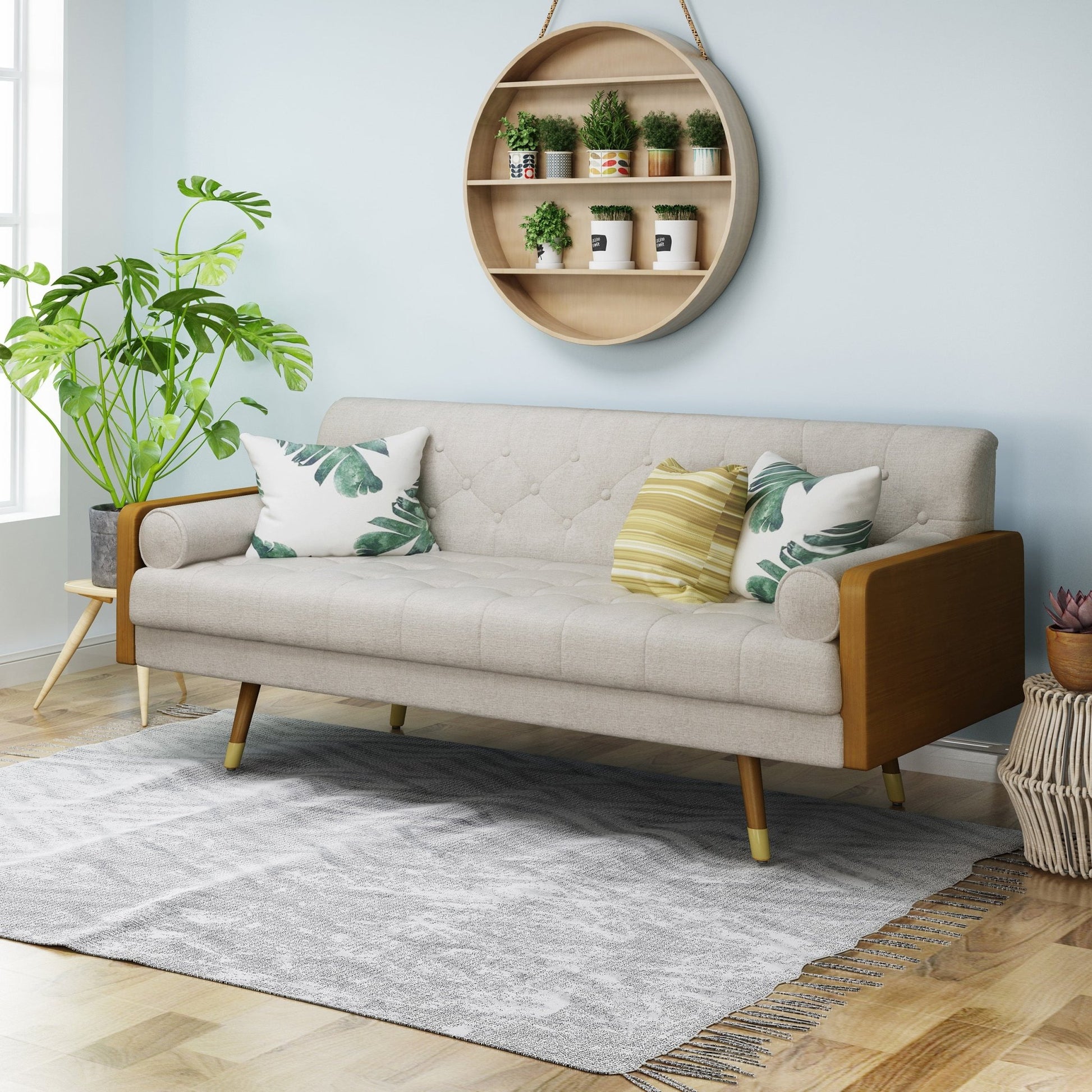 Aidan Mid Century Modern Tufted Fabric Sofa - 1st Choice Furniture Direct