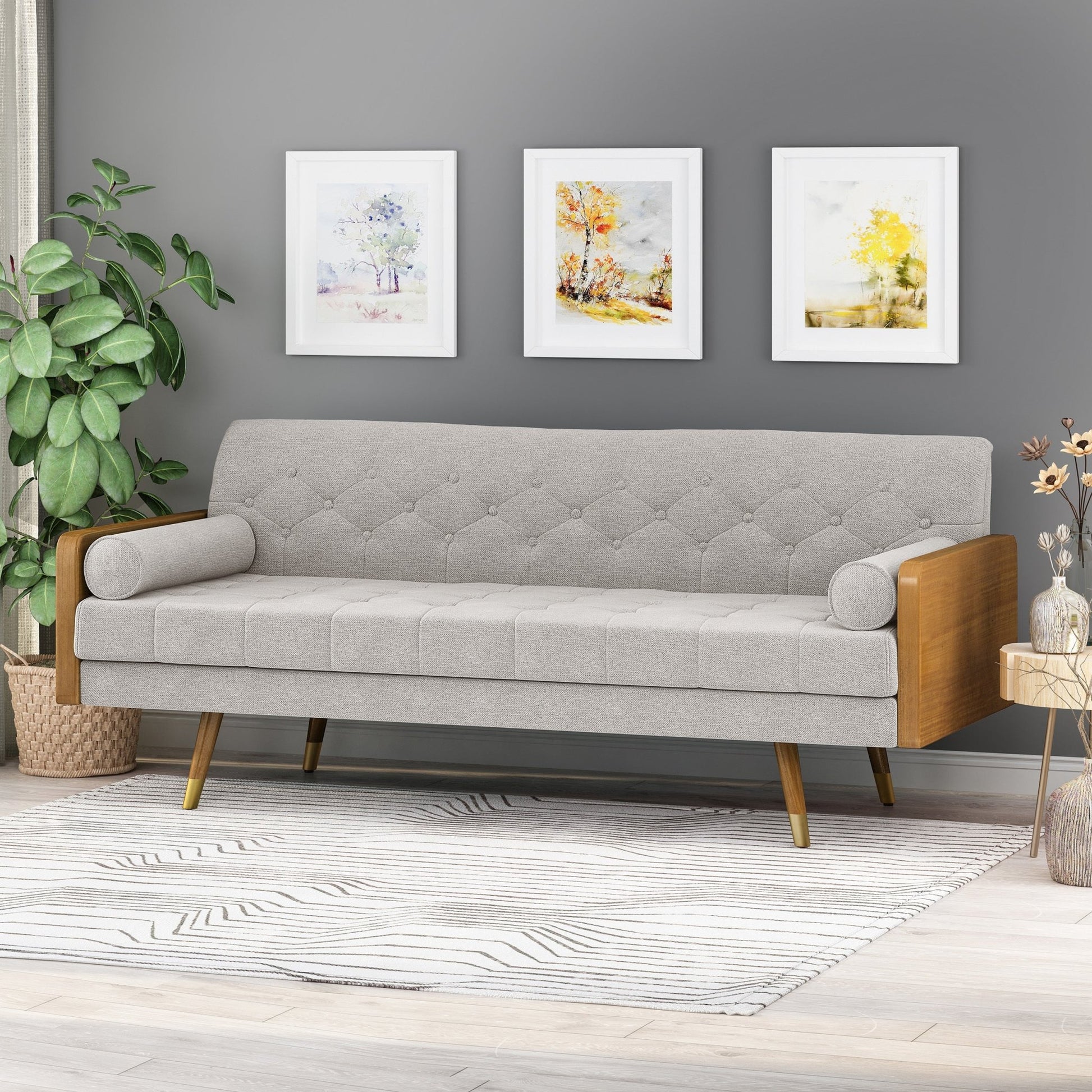 Aidan Mid Century Modern Tufted Fabric Sofa - 1st Choice Furniture Direct