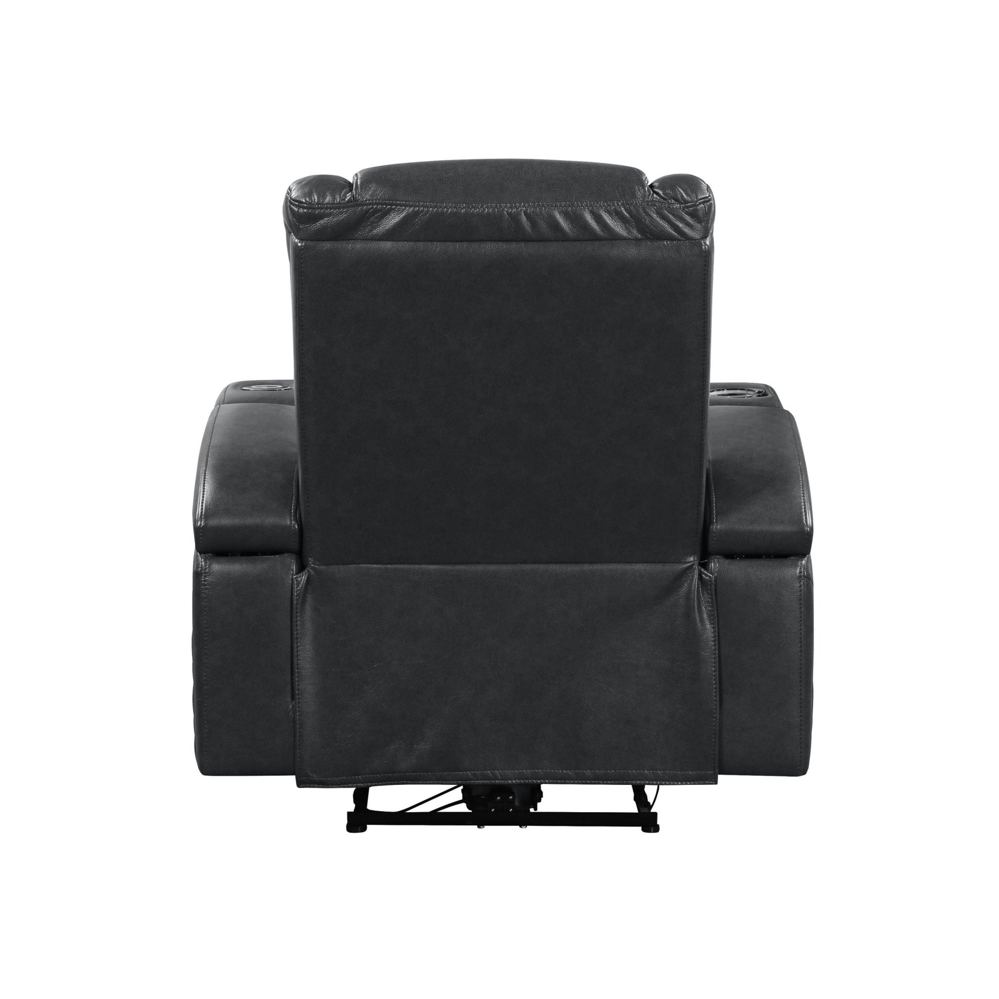 Alair Dark Gray Leather Aire Power Motion Recliner W/Bluetooth, Wireless Charger & Cupholder - 1st Choice Furniture Direct