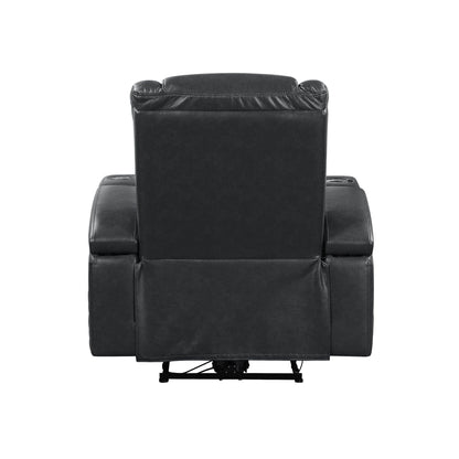 Alair Dark Gray Leather Aire Power Motion Recliner W/Bluetooth, Wireless Charger & Cupholder - 1st Choice Furniture Direct