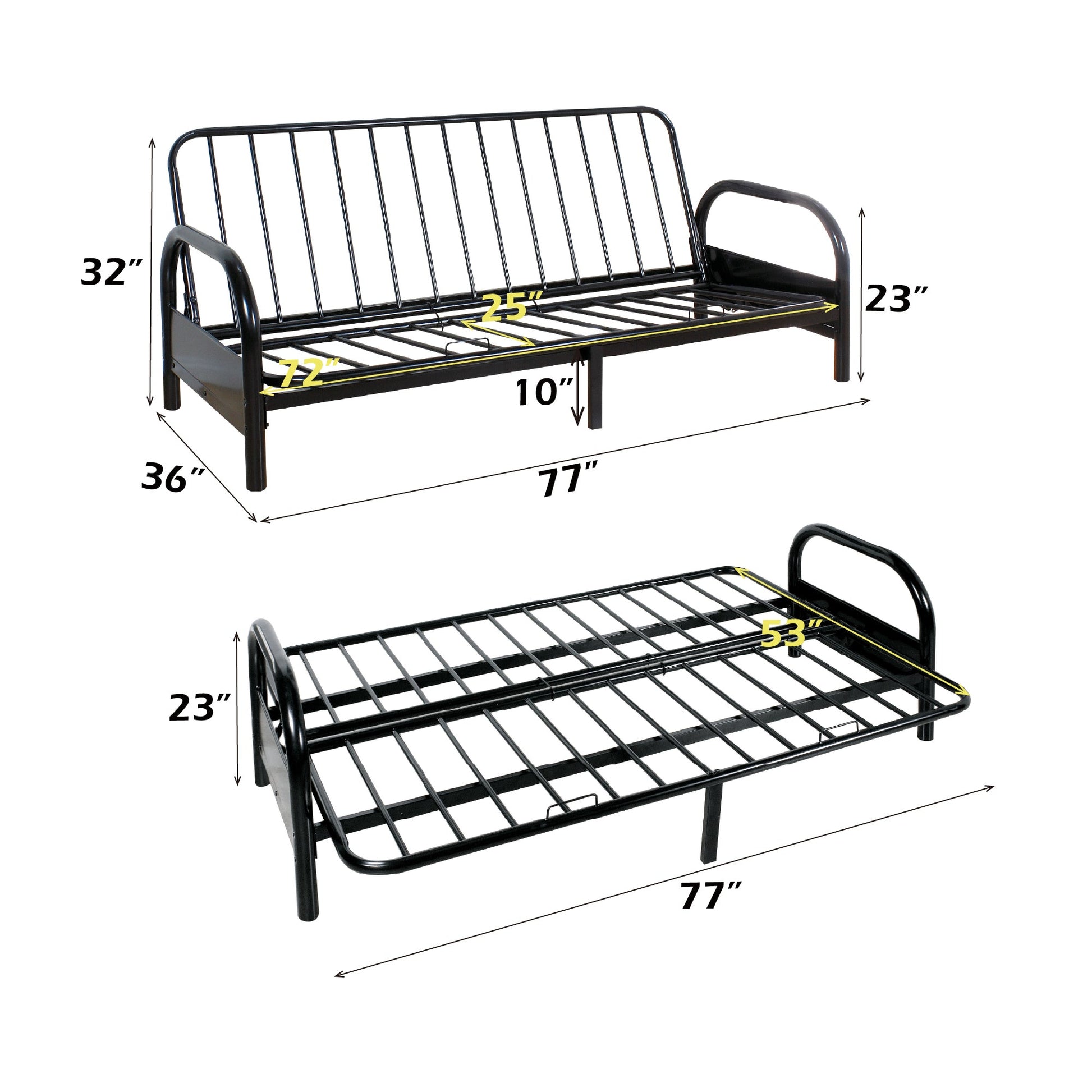Alfonso Black Finish Adjustable Sofa Frame (Can be turned into a bed, mattress not included) - 1st Choice Furniture Direct
