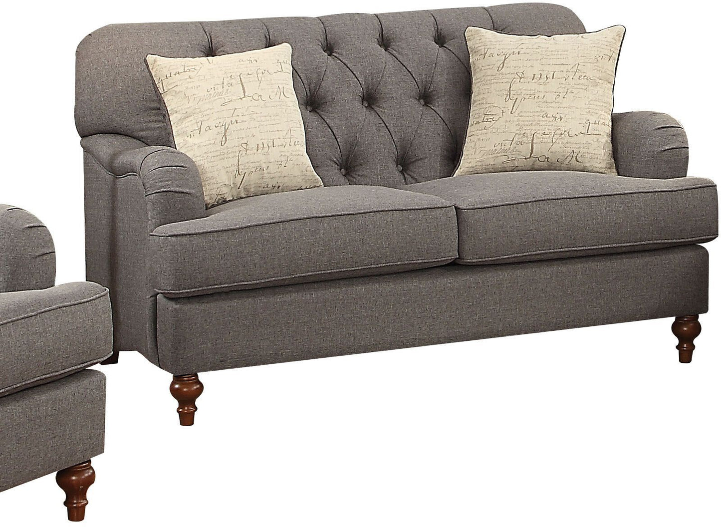Alianza Dark Gray Fabric Loveseat W/2 Pillows - 1st Choice Furniture Direct