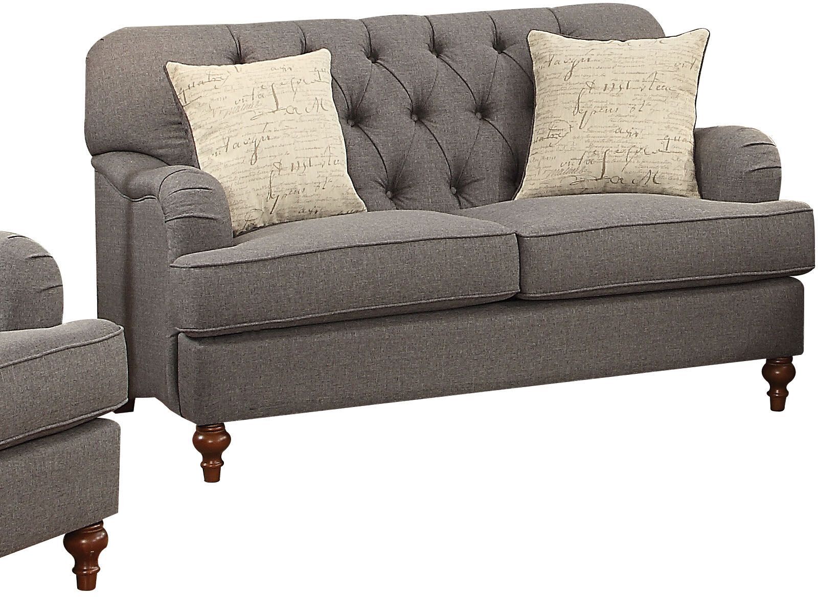 Alianza Dark Gray Fabric Loveseat W/2 Pillows - 1st Choice Furniture Direct