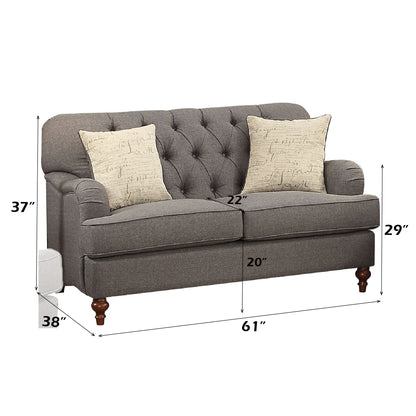 Alianza Dark Gray Fabric Loveseat W/2 Pillows - 1st Choice Furniture Direct