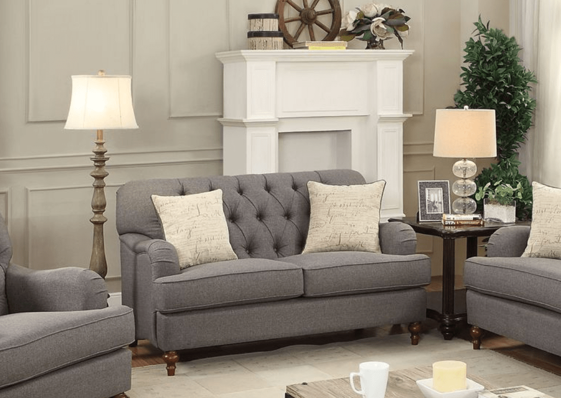 Alianza Dark Gray Fabric Loveseat W/2 Pillows - 1st Choice Furniture Direct