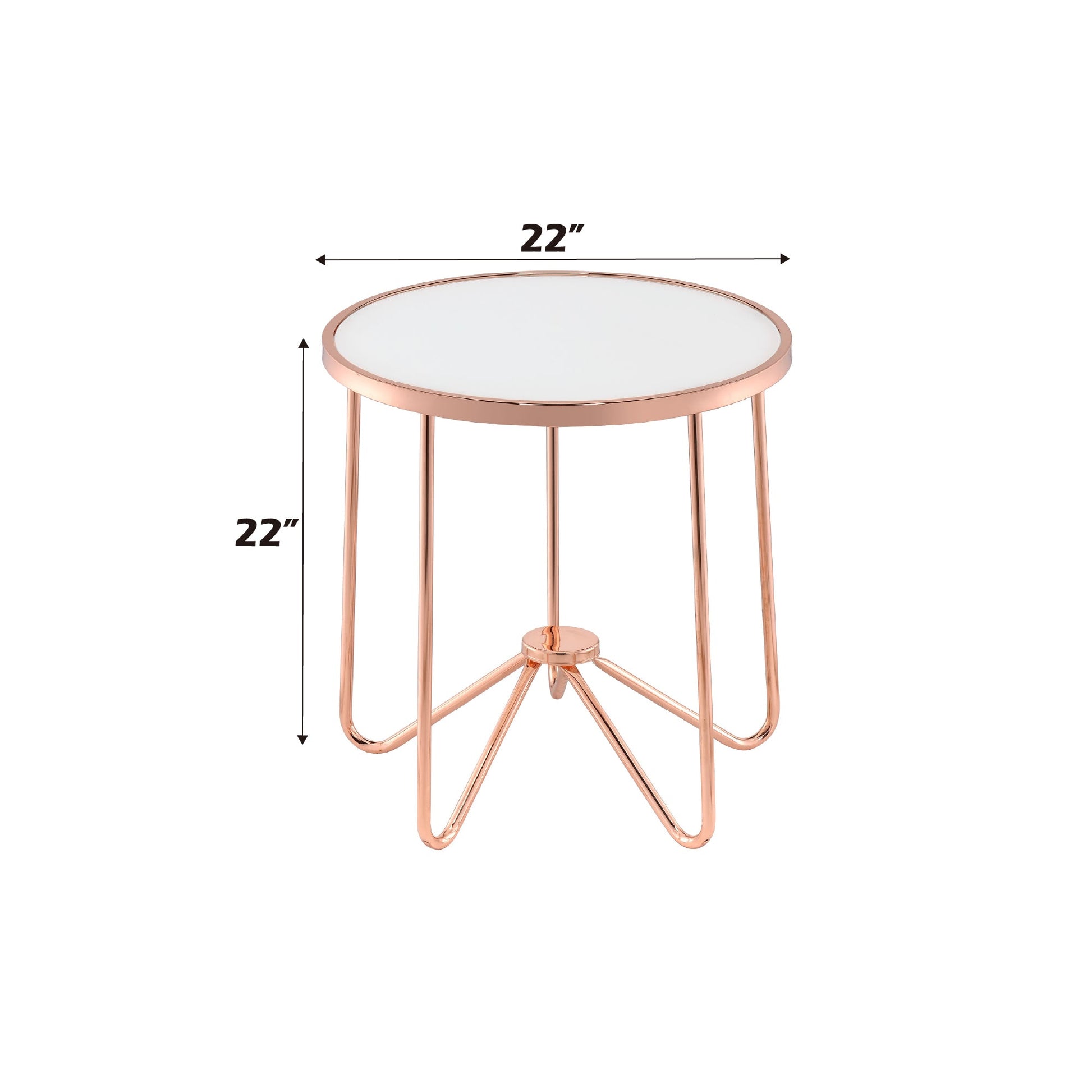 Alivia Frosted Glass & Rose Gold Finish End Table - 1st Choice Furniture Direct