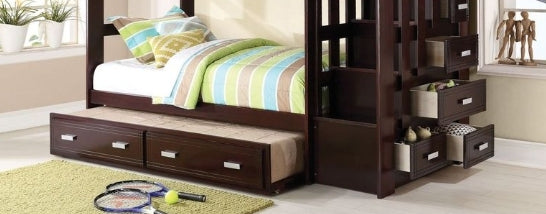 Allentown Espresso Finish Twin/Twin Bunk Bed W/Trundle & Storage - 1st Choice Furniture Direct
