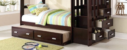 Allentown Espresso Finish Twin/Twin Bunk Bed W/Trundle & Storage - 1st Choice Furniture Direct