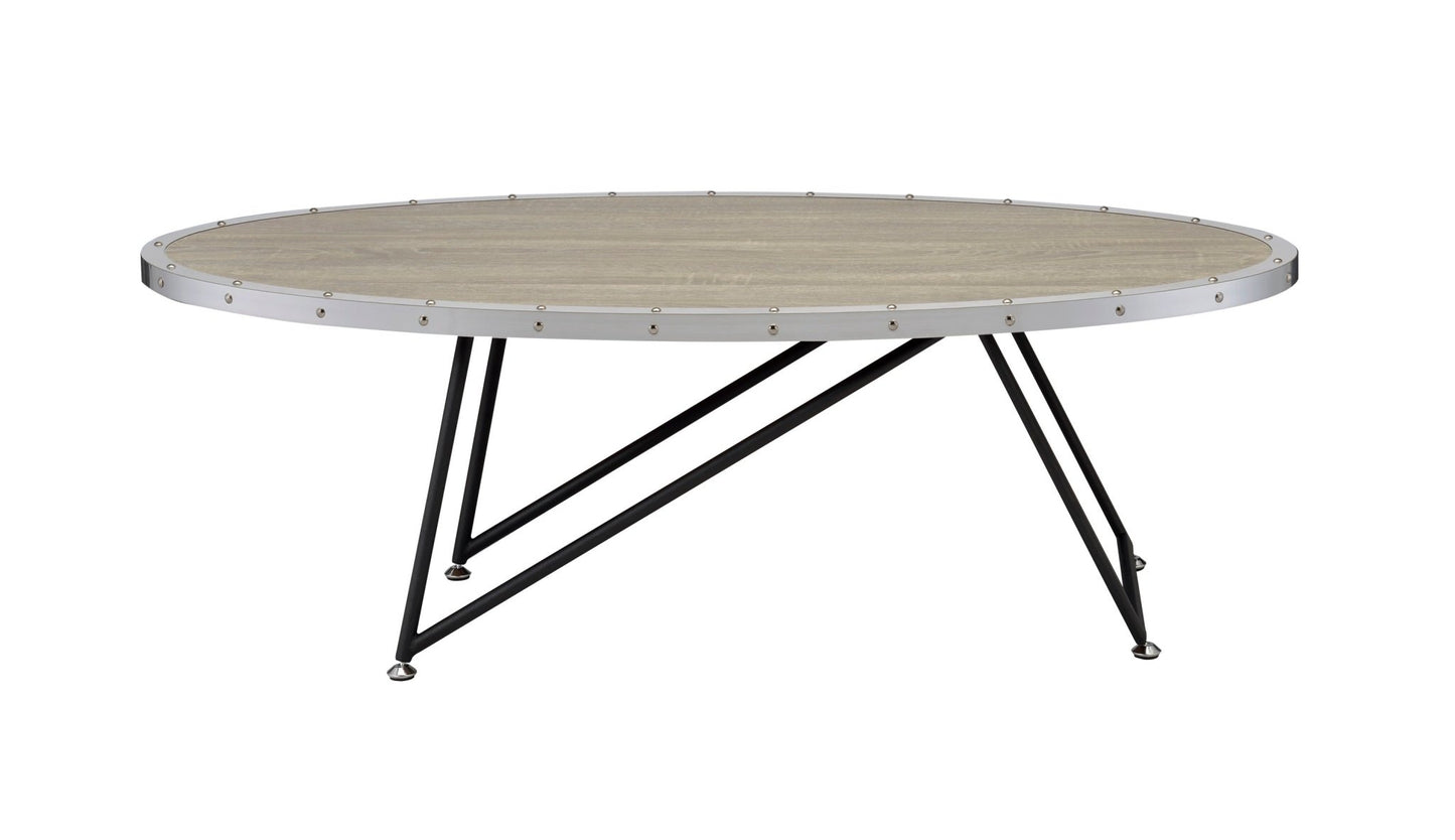 Allis Weathered Gray Oak & Metal Finish Coffee Table - 1st Choice Furniture Direct