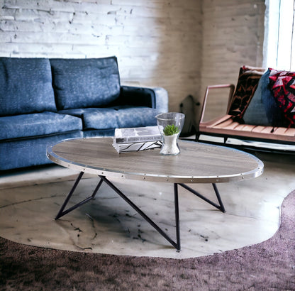 Allis Weathered Gray Oak & Metal Finish Coffee Table - 1st Choice Furniture Direct