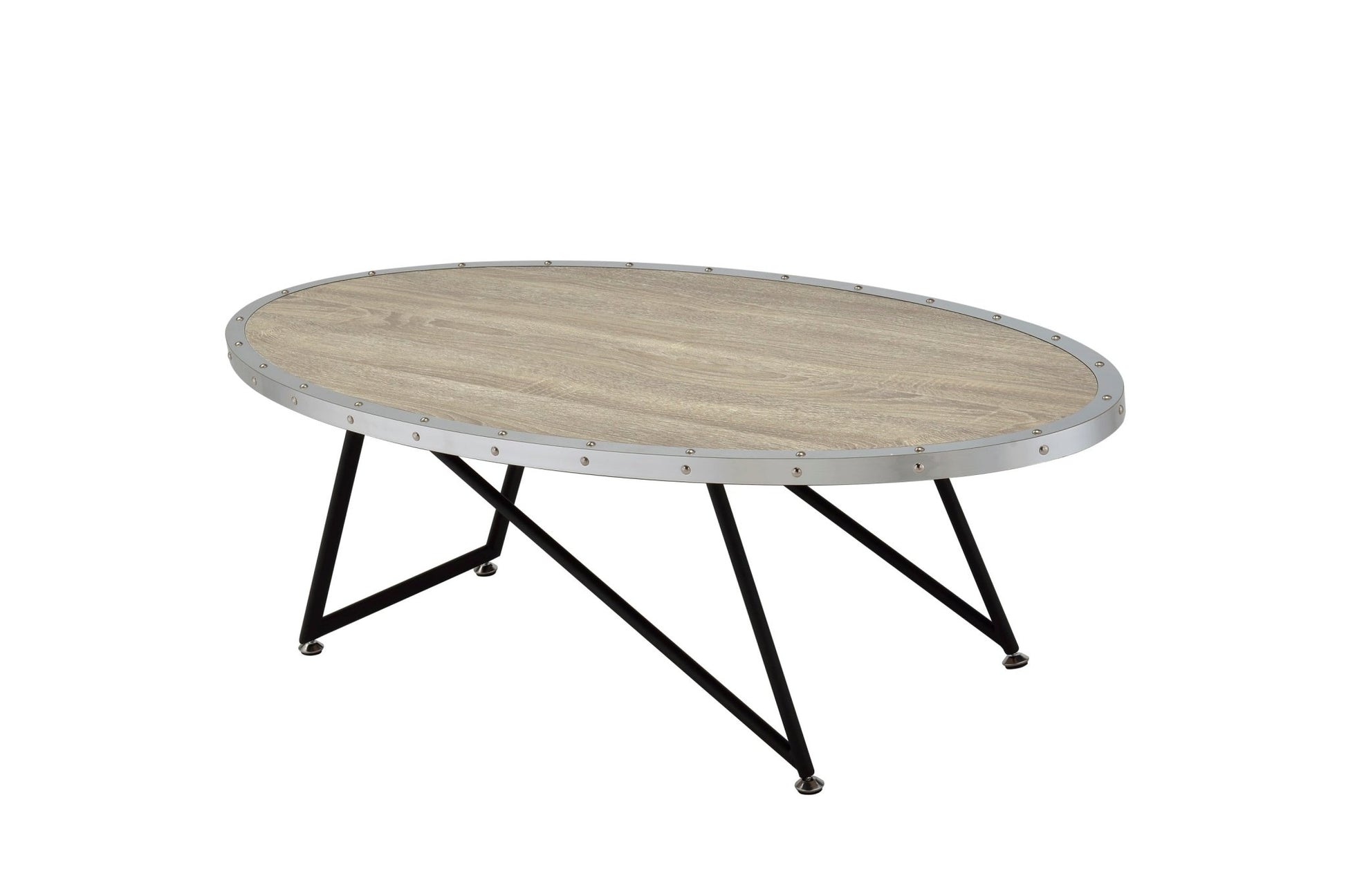 Allis Weathered Gray Oak & Metal Finish Coffee Table - 1st Choice Furniture Direct