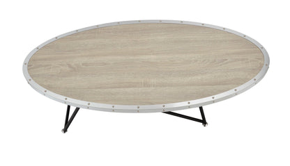 Allis Weathered Gray Oak & Metal Finish Coffee Table - 1st Choice Furniture Direct