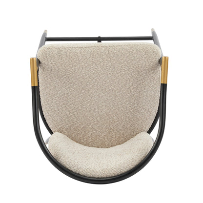 Almond Bouclé Counter Stools with Black & Gold Iron Frame – Set of 2 - 1st Choice Furniture Direct