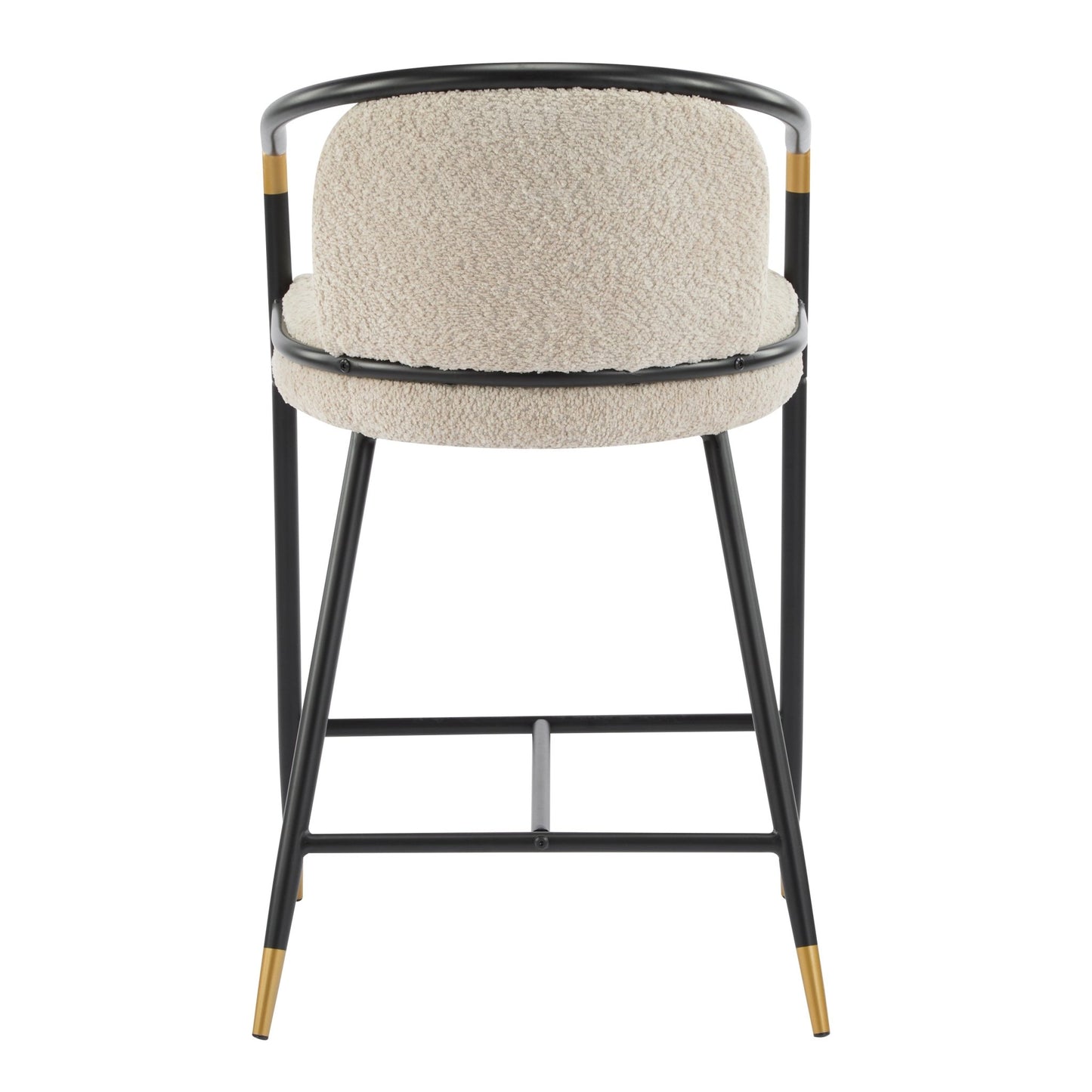 Almond Bouclé Counter Stools with Black & Gold Iron Frame – Set of 2 - 1st Choice Furniture Direct
