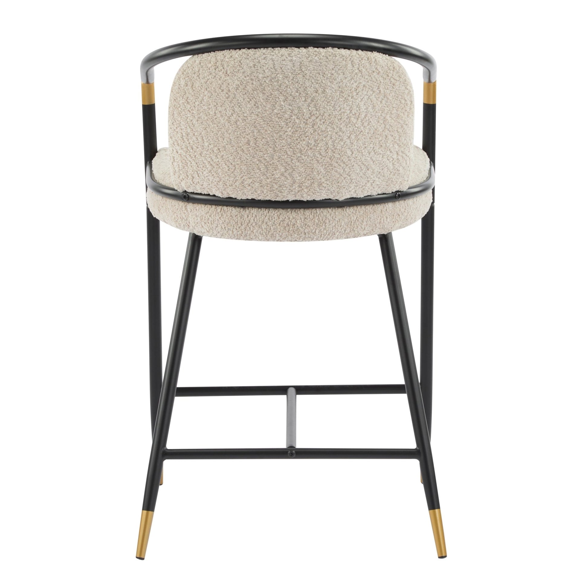 Almond Bouclé Counter Stools with Black & Gold Iron Frame – Set of 2 - 1st Choice Furniture Direct