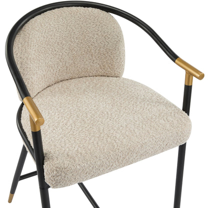 Almond Bouclé Counter Stools with Black & Gold Iron Frame – Set of 2 - 1st Choice Furniture Direct