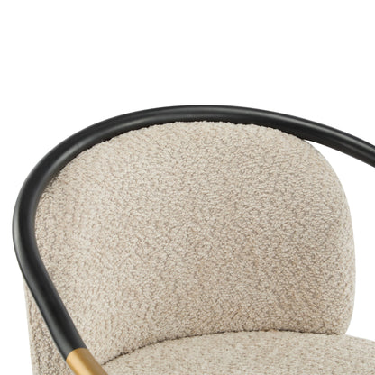 Almond Bouclé Counter Stools with Black & Gold Iron Frame – Set of 2 - 1st Choice Furniture Direct