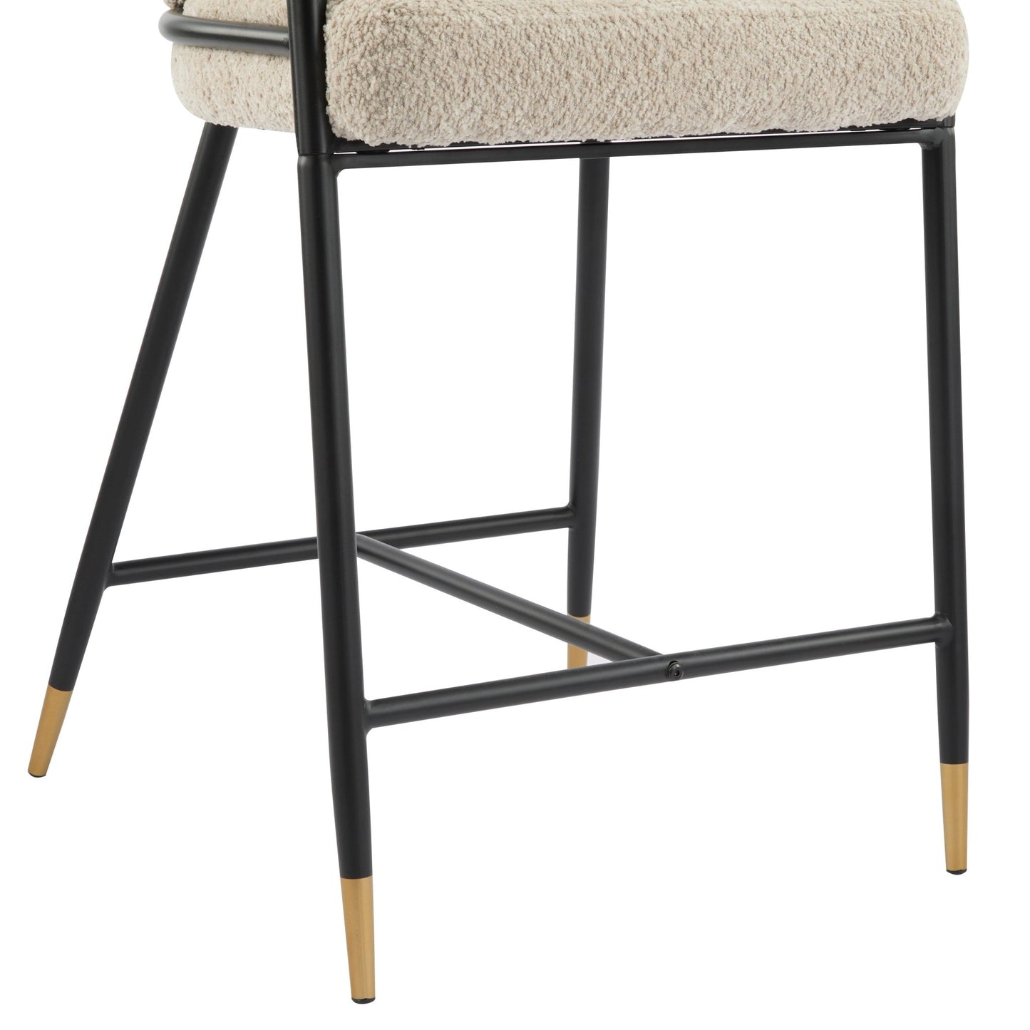 Almond Bouclé Counter Stools with Black & Gold Iron Frame – Set of 2 - 1st Choice Furniture Direct