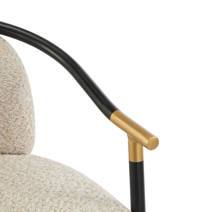 Almond Bouclé Counter Stools with Black & Gold Iron Frame – Set of 2 - 1st Choice Furniture Direct