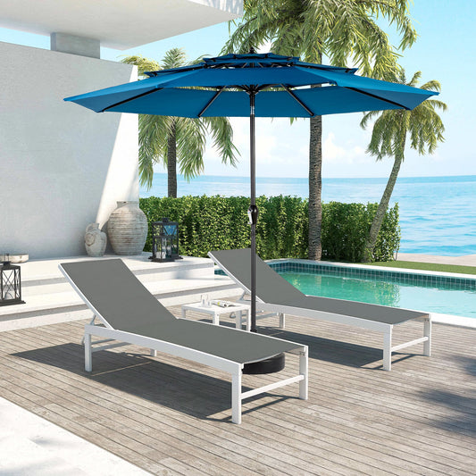Aluminium 10ft 3 Tier Auto - tilt Umbrella ,Outdoor Patio Umbrella - Market Table Pool Deck Umbrella (Base Not Included) - ( Dark blue ) - 1st Choice Furniture Direct