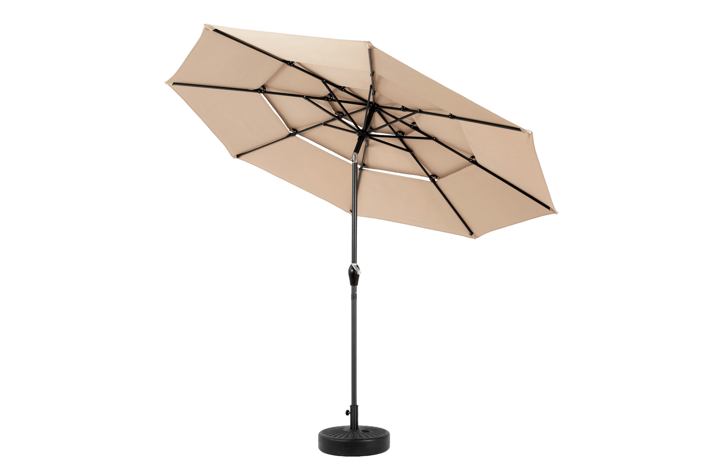 Aluminium 10ft 3 Tier Auto - tilt Umbrella ,Outdoor Patio Umbrella - Market Table Pool Deck Umbrella (Base Not Included) - ( khaki ) - 1st Choice Furniture Direct