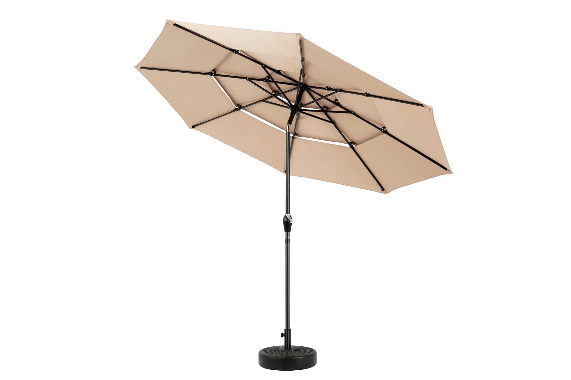 Aluminium 10ft 3 Tier Auto - tilt Umbrella ,Outdoor Patio Umbrella - Market Table Pool Deck Umbrella (Base Not Included) - ( khaki ) - 1st Choice Furniture Direct