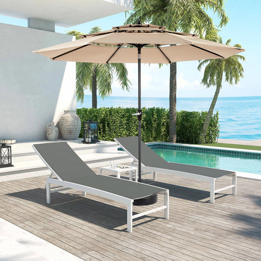 Aluminium 10ft 3 Tier Auto - tilt Umbrella ,Outdoor Patio Umbrella - Market Table Pool Deck Umbrella (Base Not Included) - ( khaki ) - 1st Choice Furniture Direct