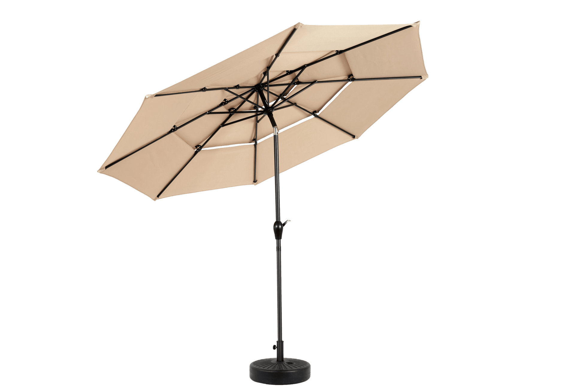 Aluminium 10ft 3 Tier Auto - tilt Umbrella ,Outdoor Patio Umbrella - Market Table Pool Deck Umbrella (Base Not Included) - ( khaki ) - 1st Choice Furniture Direct