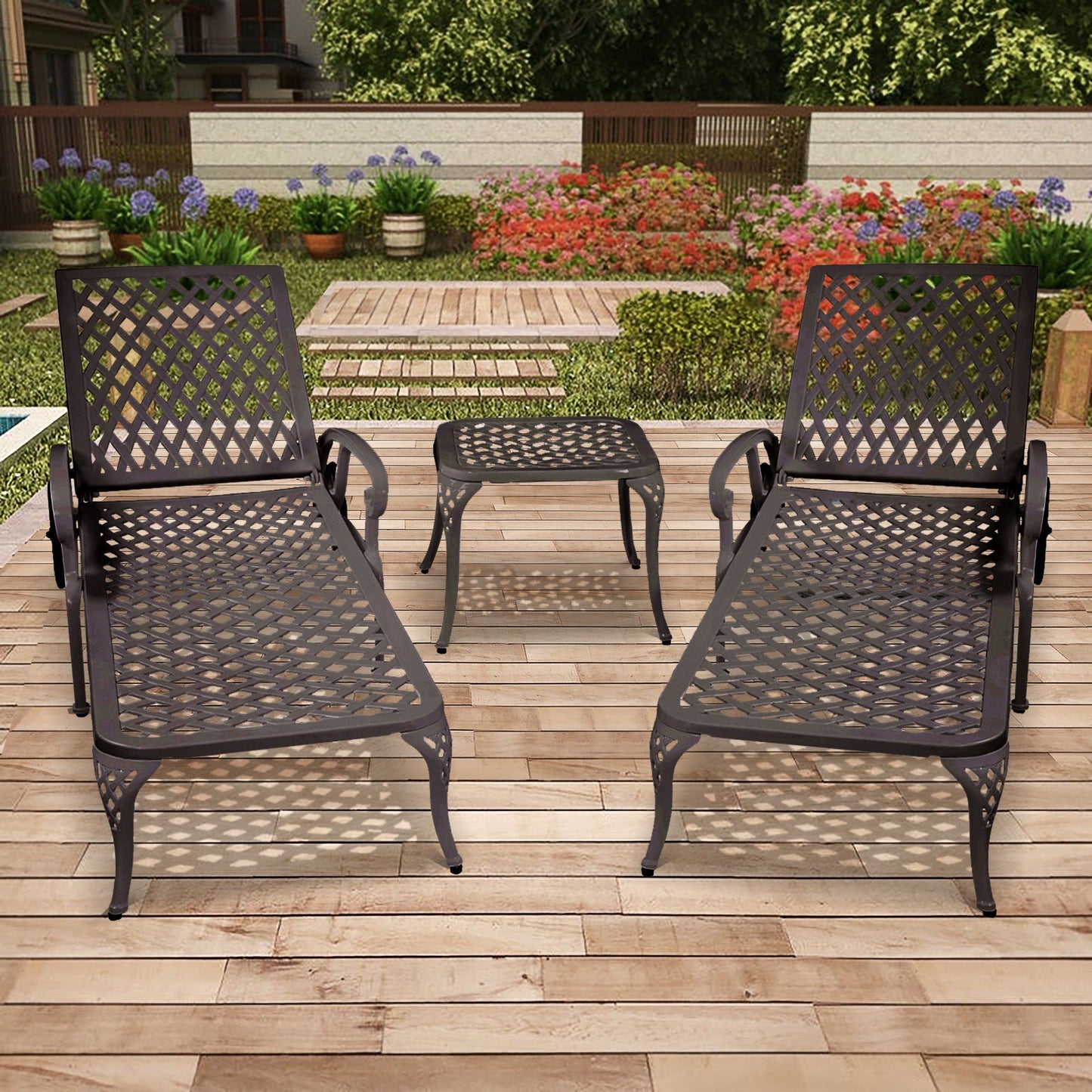 Aluminium Cast lounge chair 1pcs brown - 1st Choice Furniture Direct