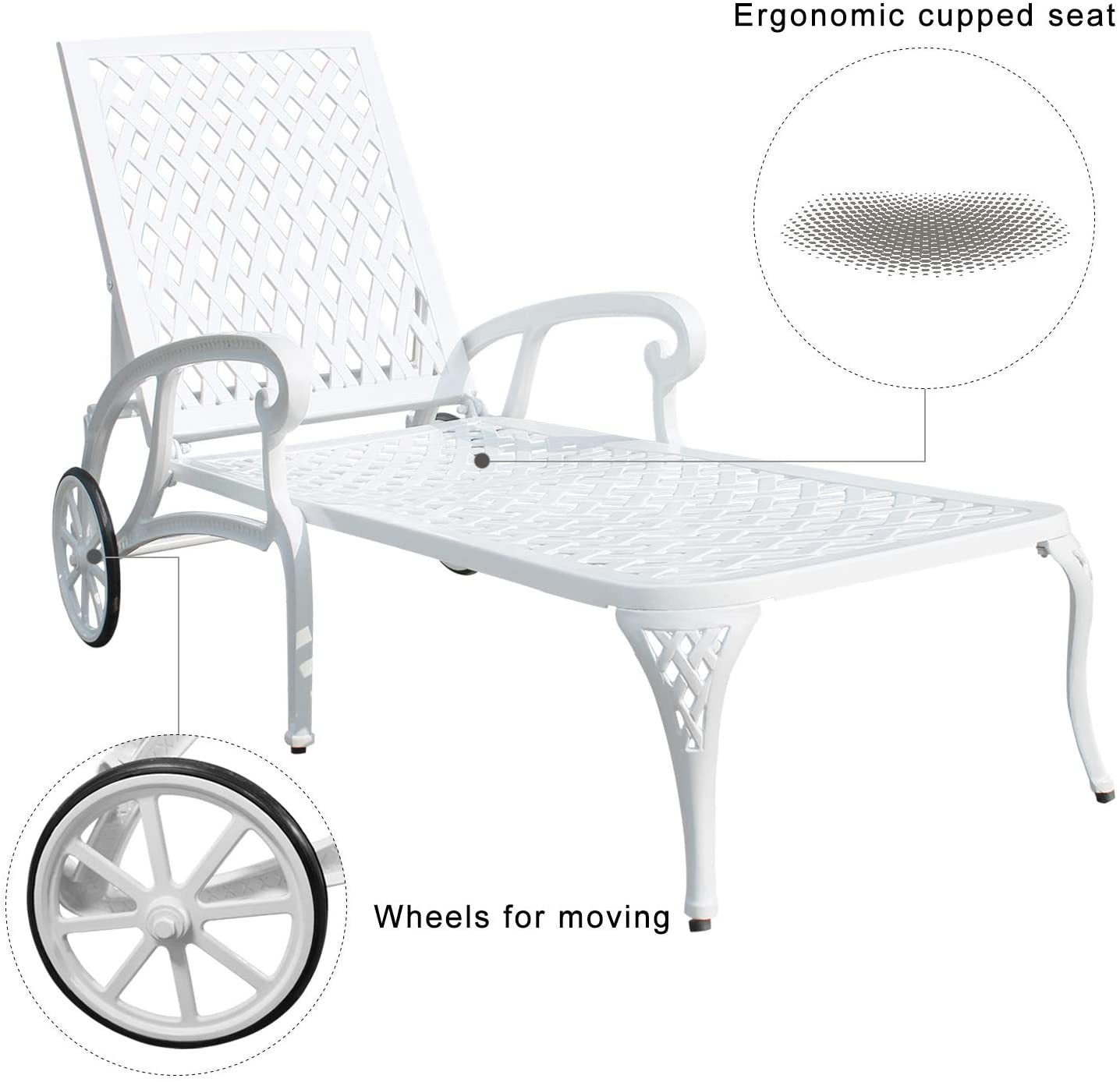 Aluminium Cast lounge chair 1pcs white - 1st Choice Furniture Direct