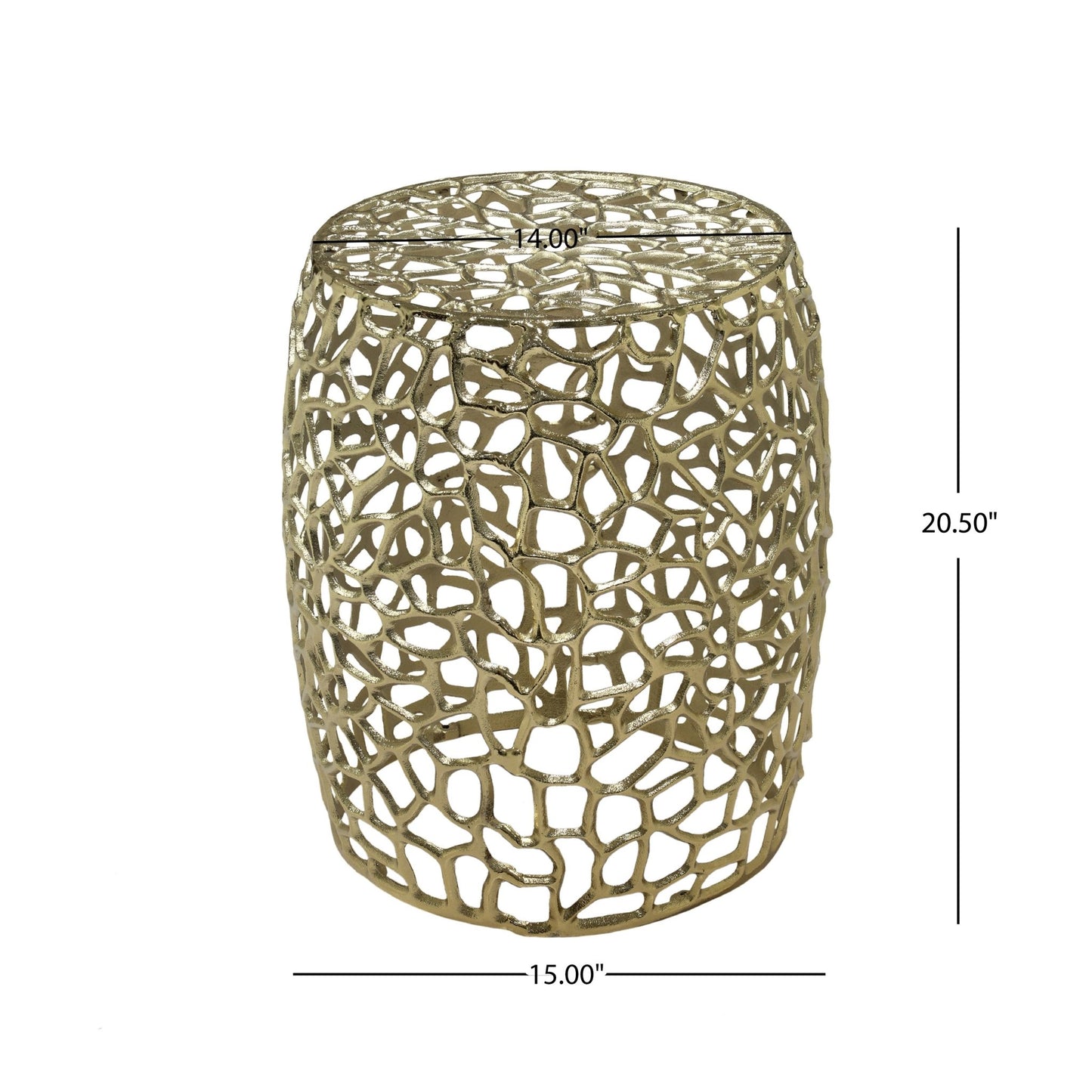 Aluminum Drum End Table with Intricate Design - Gold - 1st Choice Furniture Direct