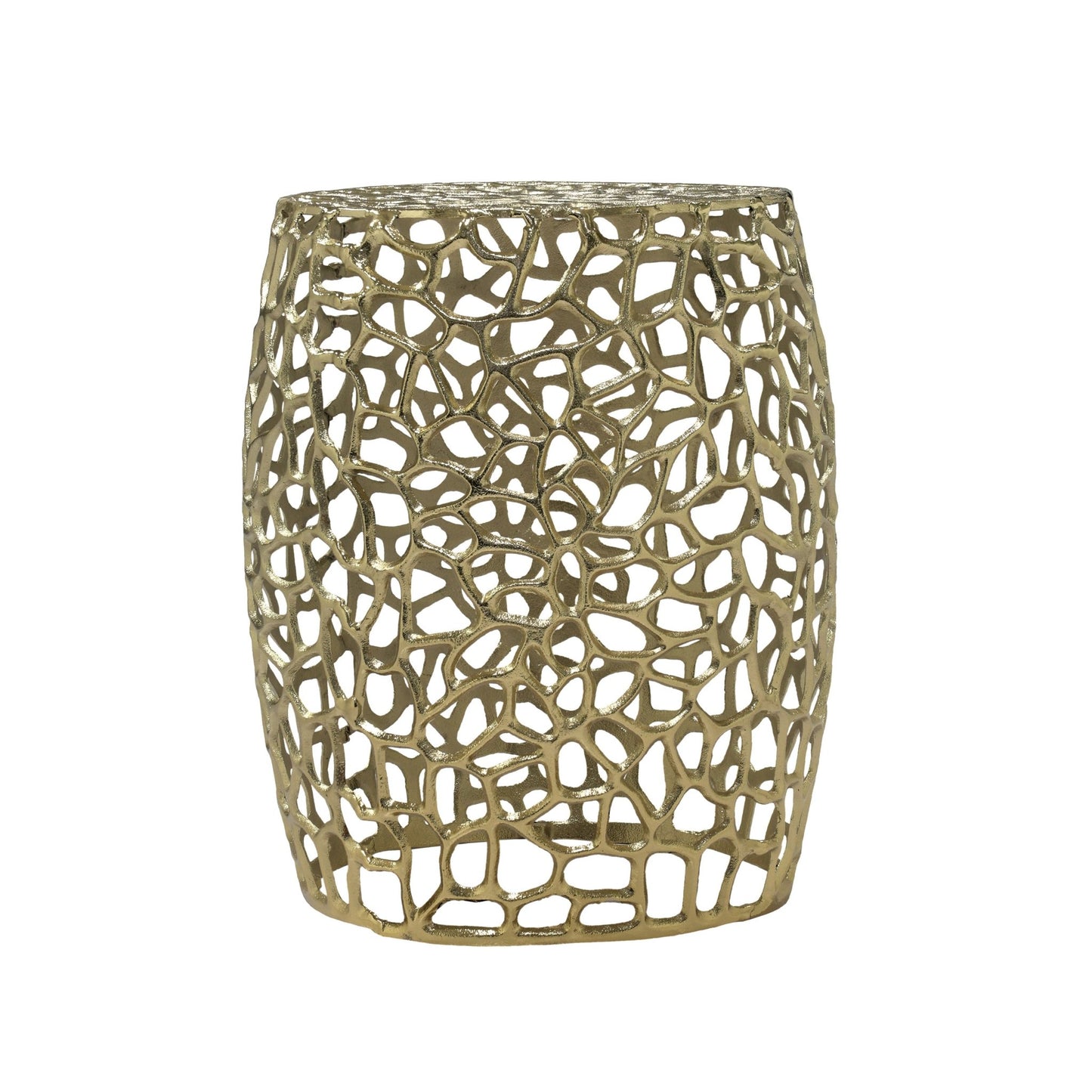 Aluminum Drum End Table with Intricate Design - Gold - 1st Choice Furniture Direct