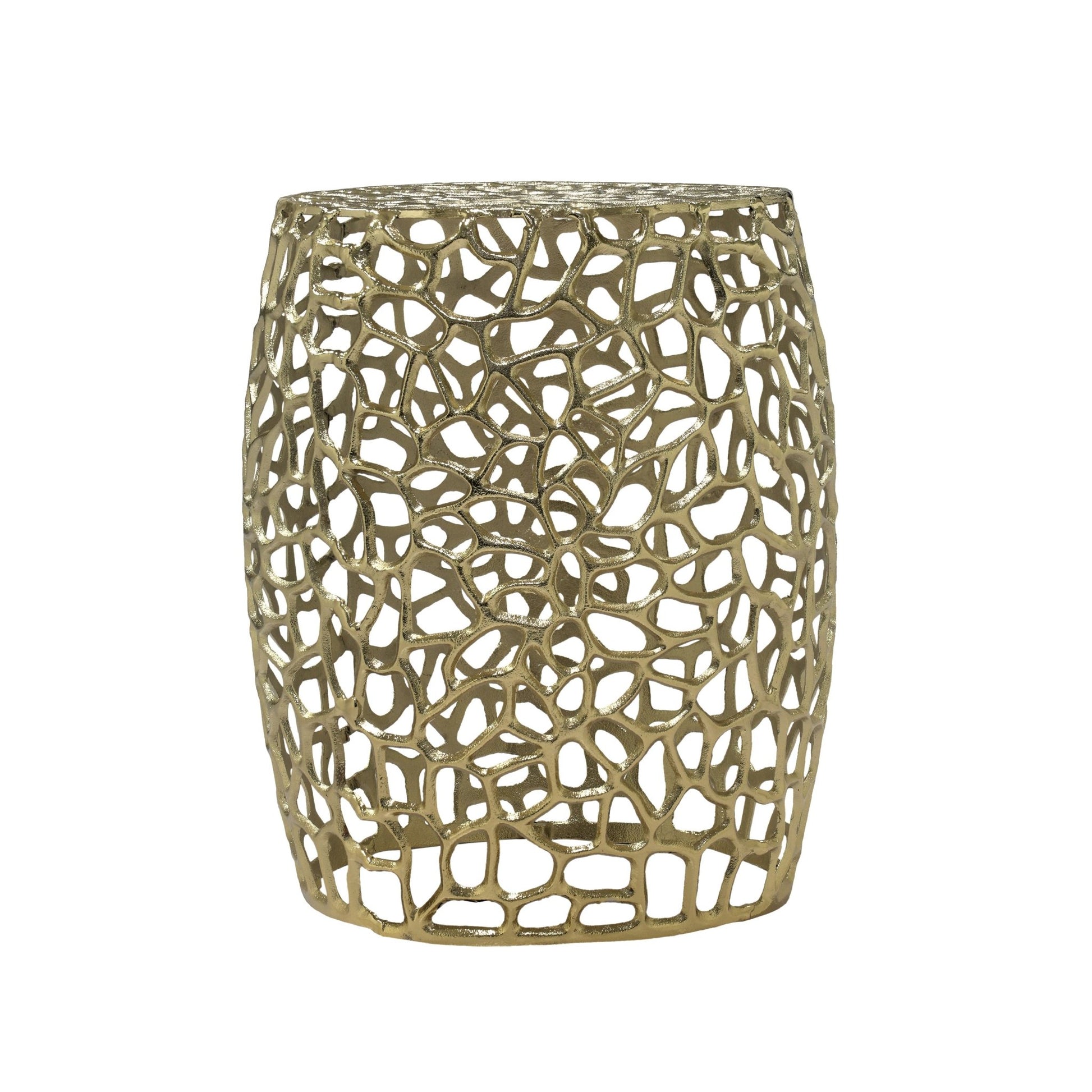 Aluminum Drum End Table with Intricate Design - Gold - 1st Choice Furniture Direct