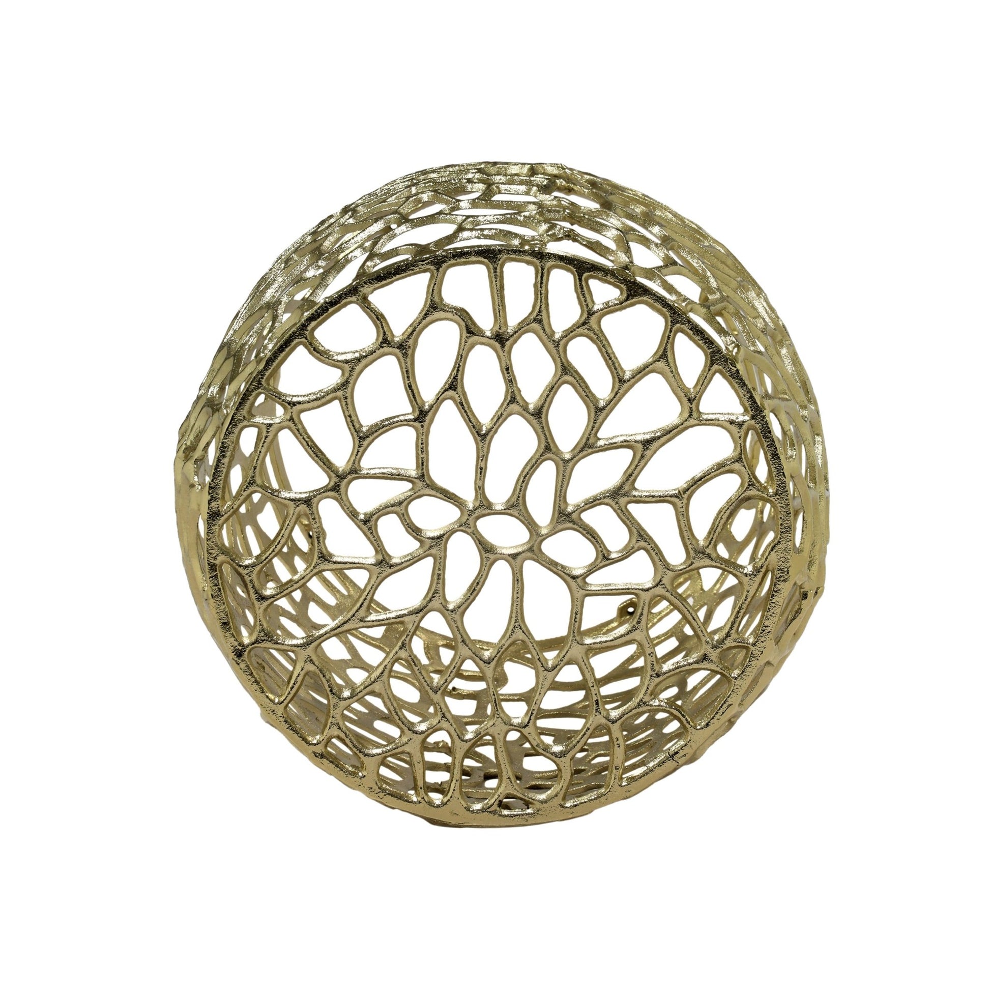 Aluminum Drum End Table with Intricate Design - Gold - 1st Choice Furniture Direct