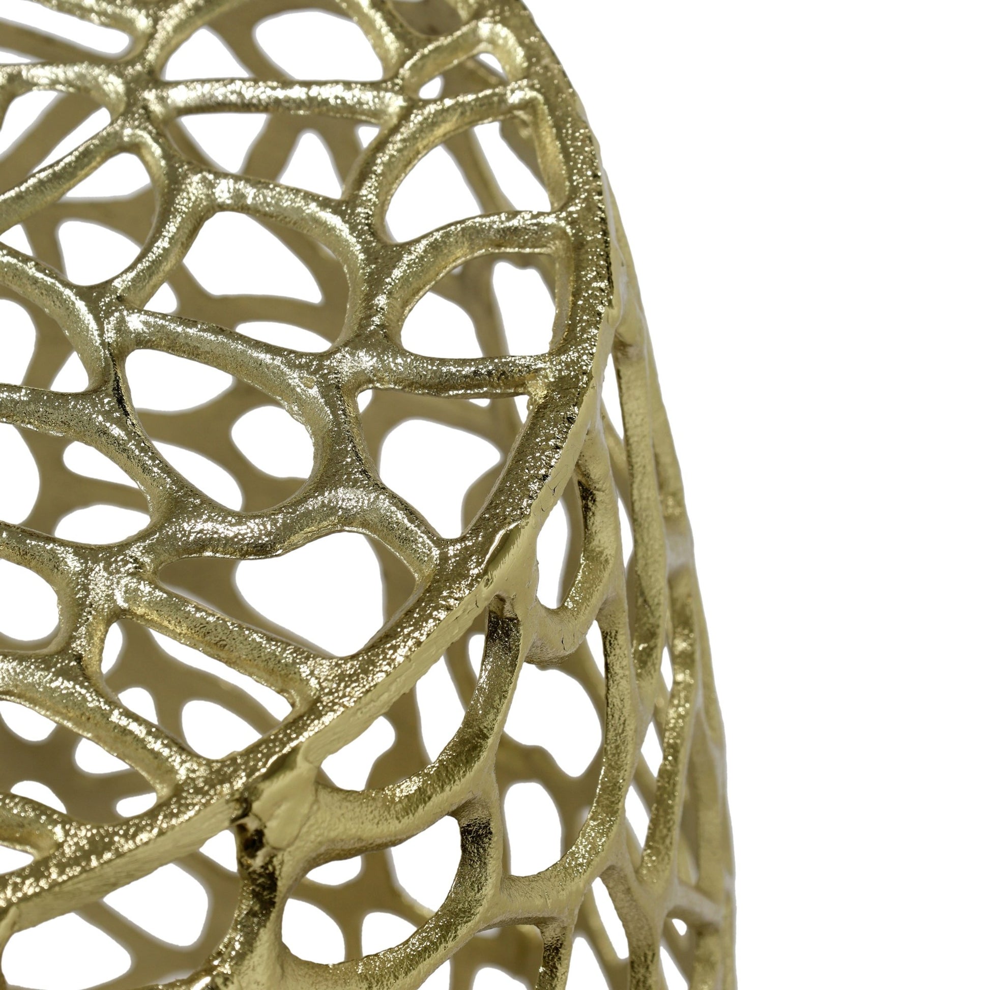 Aluminum Drum End Table with Intricate Design - Gold - 1st Choice Furniture Direct