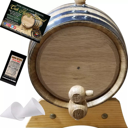 American Oak Barrel 1 Liter (.26 gallon) / None American Oak Barrel Authentic Charred Oak Aging Barrel - Age Your Own Spirits - Natural Oak With Black Hoops