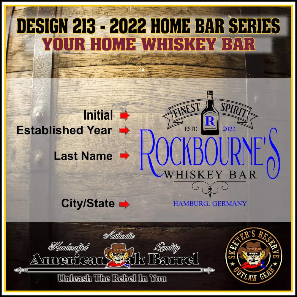 American Oak Barrel Engrave Barrels American Oak Barrel Personalized Outlaw Kit™ (213) My Whiskey Bar - Create Your Own Spirits