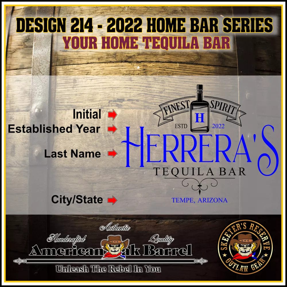 American Oak Barrel Engrave Barrels American Oak Barrel Personalized Outlaw Kit™ (214) My Tequila Bar - Create Your Own Spirits in XO Brandy