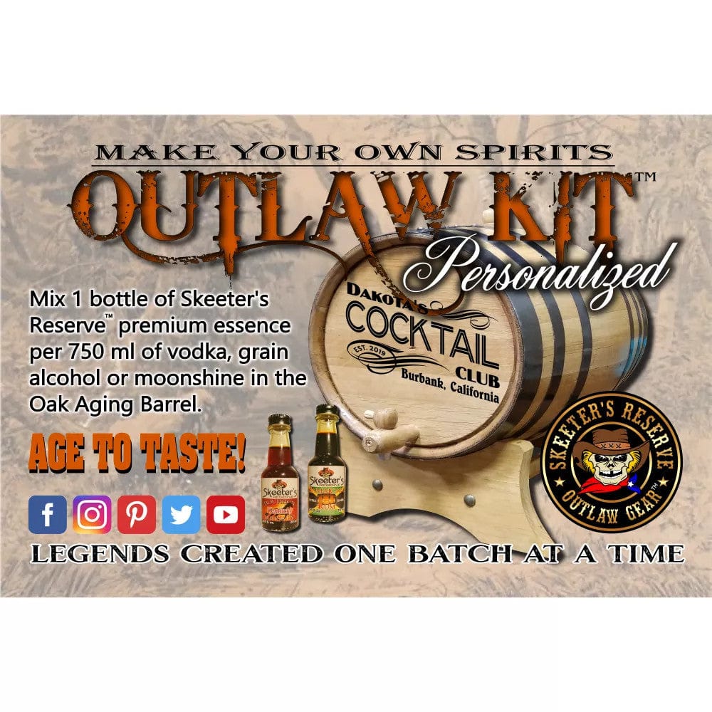 American Oak Barrel Engrave Barrels American Oak Barrel Personalized Outlaw Kit™ (214) My Tequila Bar - Create Your Own Spirits in XO Brandy