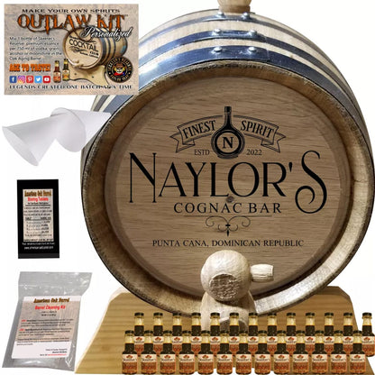 American Oak Barrel Engraved Barrels 1 Liter (.26 gallon) / Cinnamon Whiskey American Oak Barrel Personalized Outlaw Kit™ (217) My Cognac - Create Your Own Spirits in Cinnamon Whisky