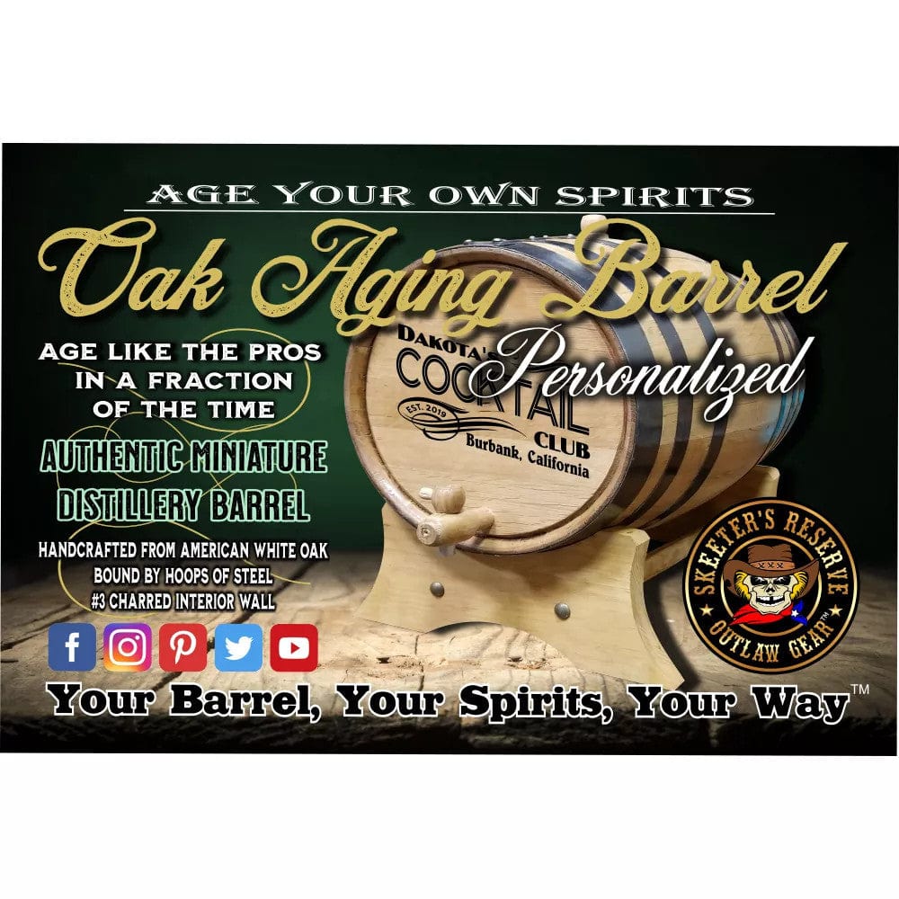American Oak Barrel Engraved Barrels American Oak Barrel Aged Bourbon (062) - Personalized American Oak Bourbon Aging Barrel