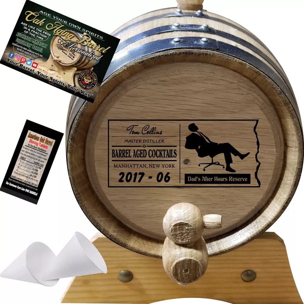 American Oak Barrel Engraved Barrels American Oak Barrel Dad's After Hours Reserve (078) - Personalized American Oak Aging Barrel