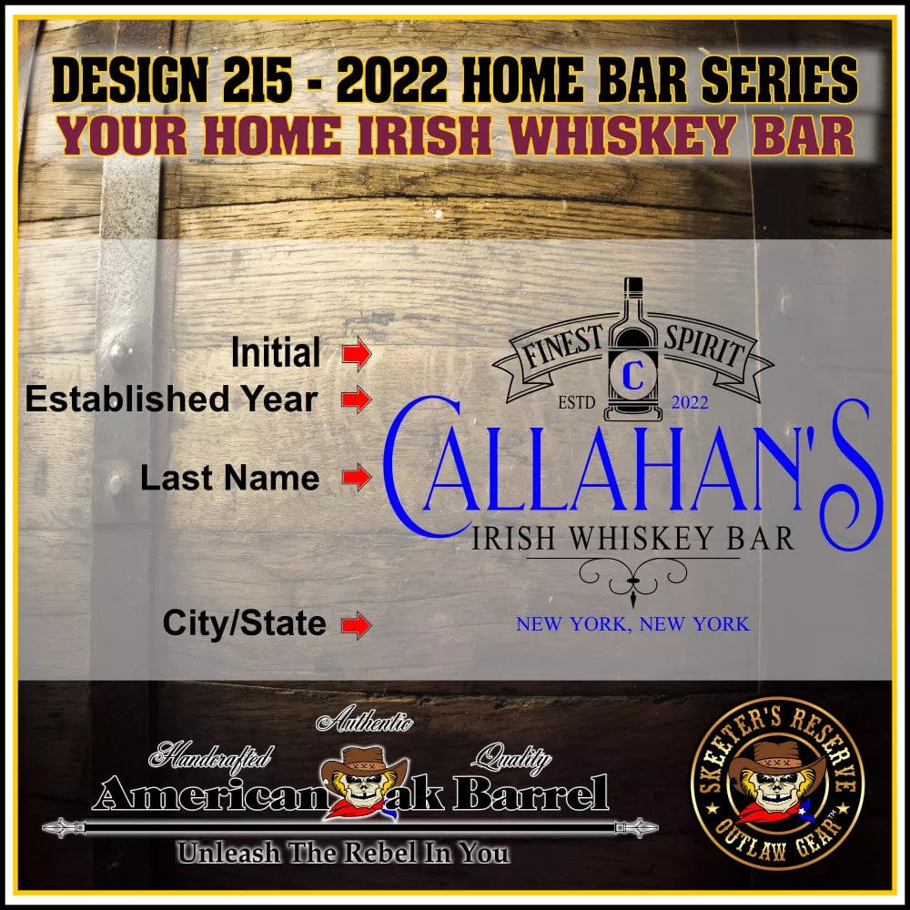 American Oak Barrel Engraved Barrels American Oak Barrel Personalized Outlaw Kit™ (215) My Irish Whiskey - Create Your Own Spirits in Dark Jamaican Rum