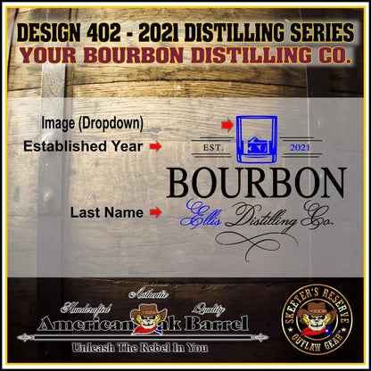 American Oak Barrel Engraved Barrels My Bourbon Bar Personalized American Oak Bourbon Aging Barrel - 212