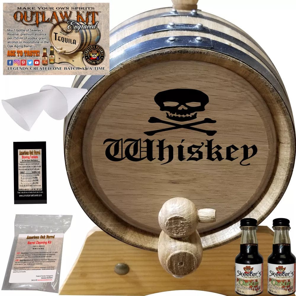 American Oak Barrel Outlaw Kits 1 Liter (.26 gallon) / Cherry Bourbon American Oak Barrel Engraved Outlaw Kit™ (002) Whiskey - Create Your Own Spirits