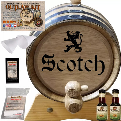 American Oak Barrel Outlaw Kits 1 Liter (.26 gallon) / Cherry Bourbon American Oak Barrel Engraved Outlaw Kit™ (003) Scotch - Create Your Own Spirits