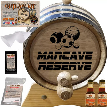 American Oak Barrel Outlaw Kits 1 Liter (.26 gallon) / Cherry Bourbon American Oak Barrel Engraved Outlaw Kit™ (009) Man Cave Sports Reserve - Create Your Own Spirits