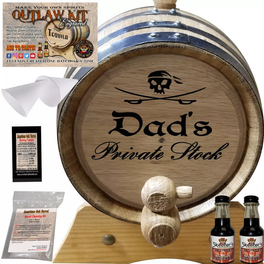 American Oak Barrel Outlaw Kits 1 Liter (.26 gallon) / Cherry Bourbon American Oak Barrel Engraved Outlaw Kit™ (010) Dad's Private Stock - Create Your Own Spirits