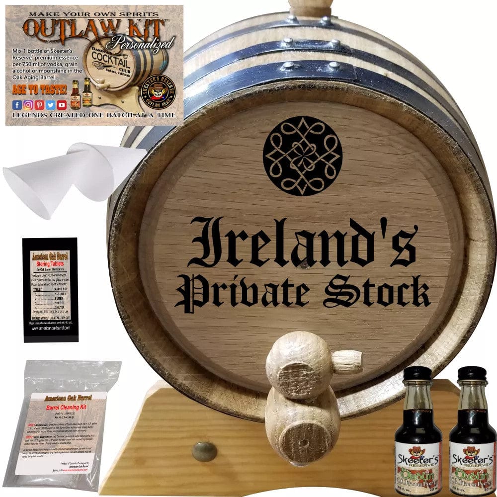 American Oak Barrel Outlaw Kits 1 Liter (.26 gallon) / Cherry Bourbon American Oak Barrel Personalized Outlaw Kit™ (022) Celtic Knot Private Stock - Create Your Own Spirits